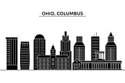 Usa, Ohio, Columbus architecture vector city skyline, travel cityscape with landmarks, buildings, isolated sights on background