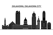 Usa, Oklahoma, Oklahoma City architecture vector city skyline, travel cityscape with landmarks, buildings, isolated sights on background
