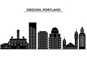 Usa, Oregon, Portland architecture vector city skyline, travel cityscape with landmarks, buildings, isolated sights on background