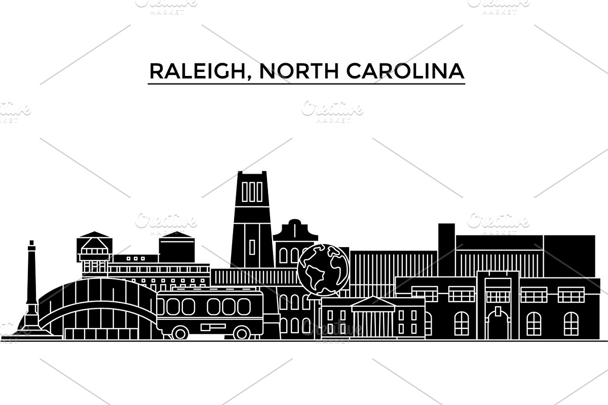 Usa, Raleigh, North Carolina architecture vector city skyline, travel cityscape with landmarks, buildings, isolated sights on background in Illustrations - product preview 8