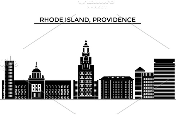Usa, Rhode Island, Providence architecture vector city skyline, travel cityscape with landmarks, buildings, isolated sights on background