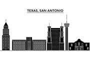 Usa, Texas San Antonio architecture vector city skyline, travel cityscape with landmarks, buildings, isolated sights on background