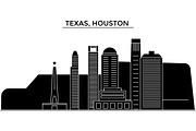 Usa, Texas, Houston architecture vector city skyline, travel cityscape with landmarks, buildings, isolated sights on background