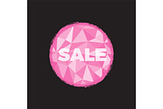 SALE Pink illustration with polygon background