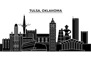 Usa, Tulsa, Oklahoma architecture vector city skyline, travel cityscape with landmarks, buildings, isolated sights on background