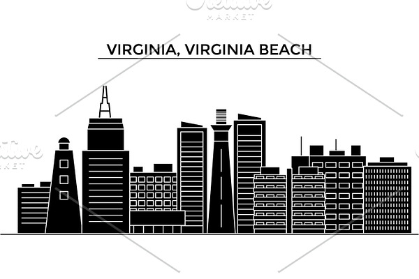 Usa, Virginia, Virginia Beach architecture vector city skyline, travel cityscape with landmarks, buildings, isolated sights on background