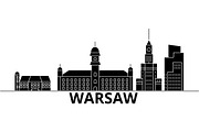 Warsaw architecture vector city skyline, travel cityscape with landmarks, buildings, isolated sights on background