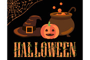 Halloween Poster with Icons Vector Illustration