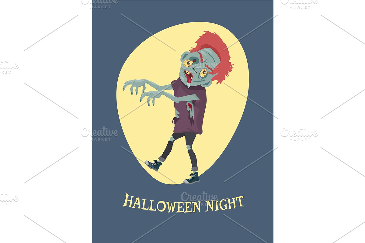Halloween Night Spooky Zombie Vector Illustration in Illustrations - product preview 8