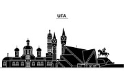 Russia, Ufa architecture urban skyline with landmarks, cityscape, buildings, houses, ,vector city landscape, editable strokes
