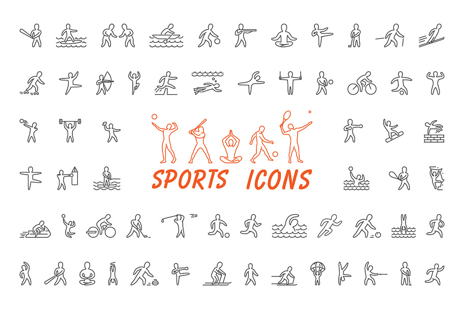 Sports icons and figure athletes in Graphics - product preview 8