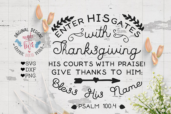 Bless his name Thanksgiving Cut File