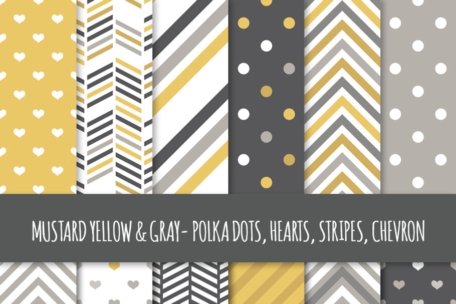 Mustard & Gray Seamless Patterns in Patterns - product preview 8