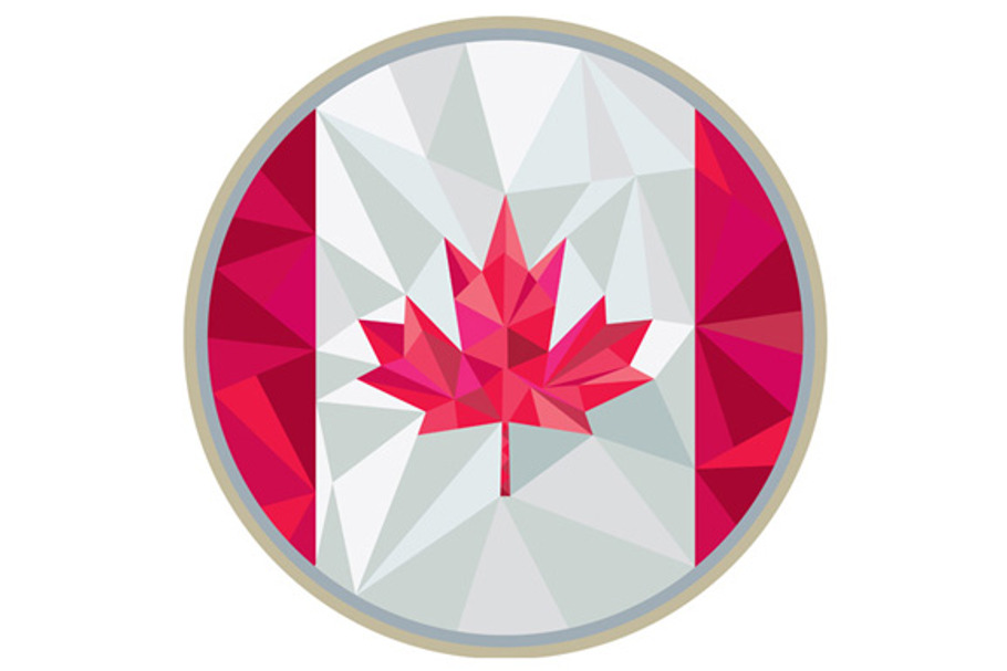 Canada Flag Icon Circle Low Polygon in Illustrations - product preview 8