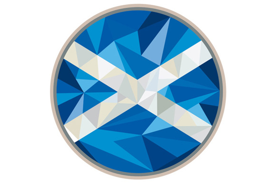 Scotland Flag Icon Circle Low Polygo in Illustrations - product preview 8