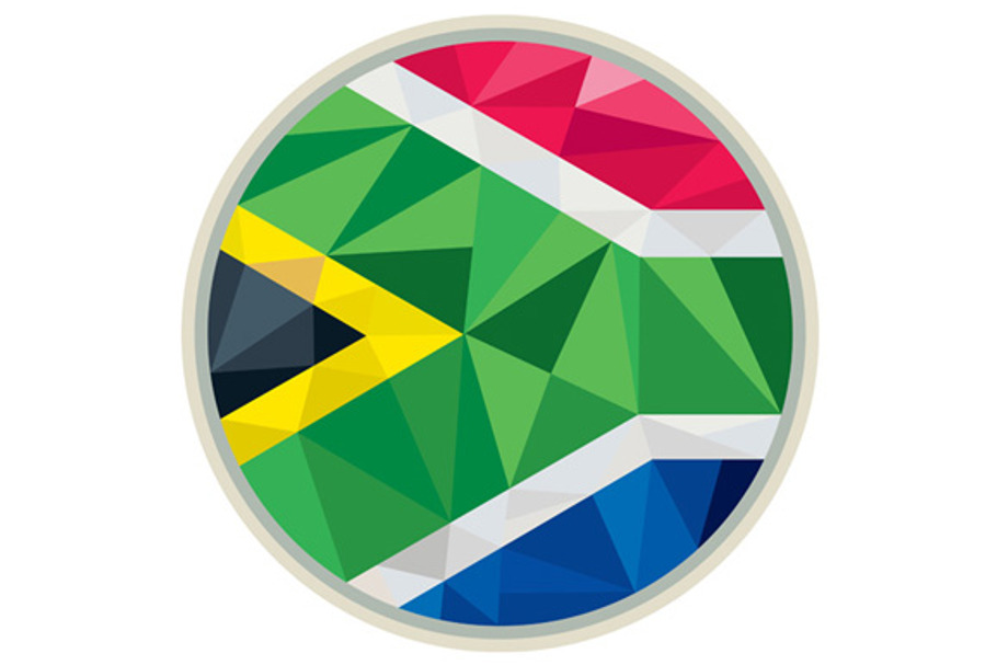 South Africa Flag Icon Circle Low Po in Illustrations - product preview 8