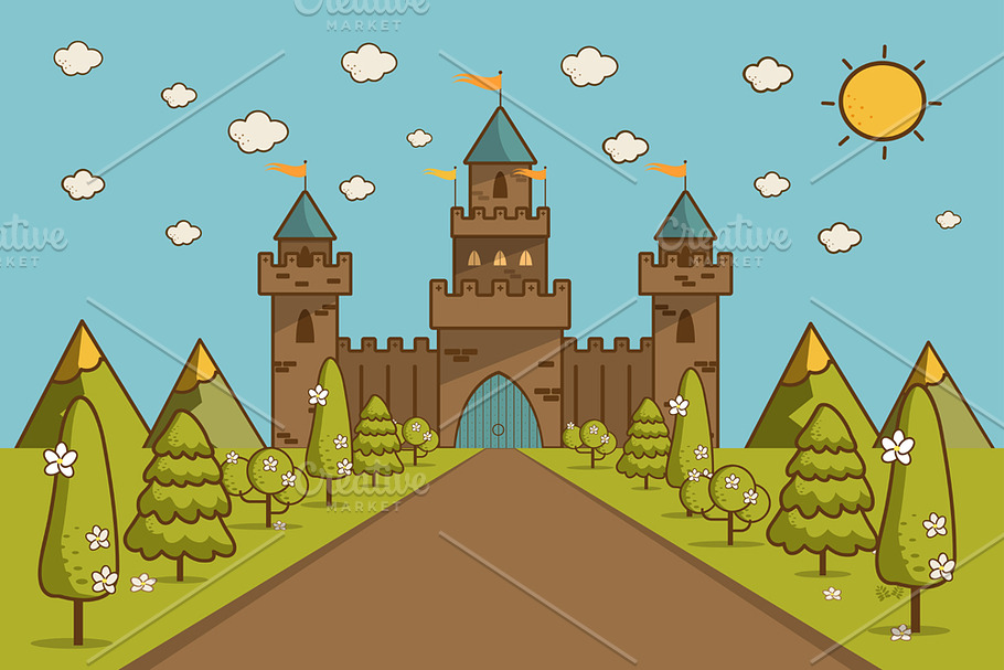 Castle on Hill Landscape. in Illustrations - product preview 8