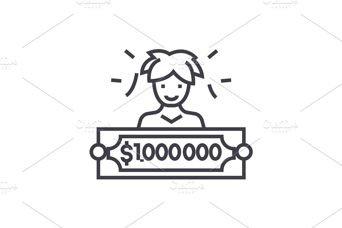 lottery winner concept vector thin line icon, symbol, sign, illustration on isolated background in Illustrations - product preview 8