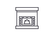 fireplace,hearth vector line icon, sign, illustration on background, editable strokes