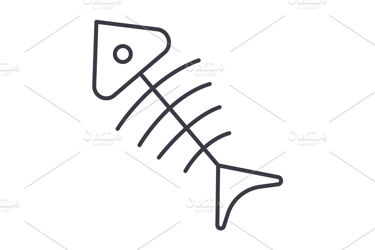 fish skeleton  vector line icon, sign, illustration on background, editable strokes in Illustrations - product preview 8