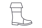 fishing boots vector line icon, sign, illustration on background, editable strokes