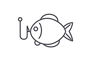 fishing illustration vector line icon, sign, illustration on background, editable strokes