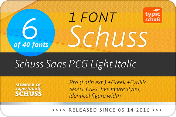 SchussSansPCGLightIta No.06 (1 Font) in Sans-Serif Fonts - product preview 1