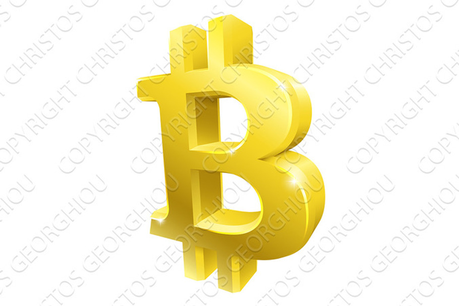 Bitcoin 3d Gold Sign Symbol