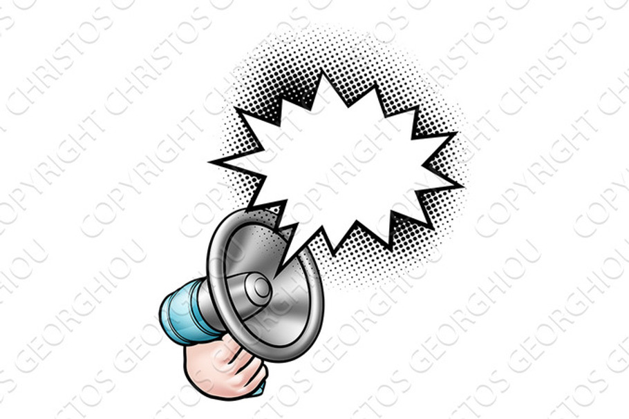 Megaphone Comic Book Speech Bubble in Illustrations - product preview 8