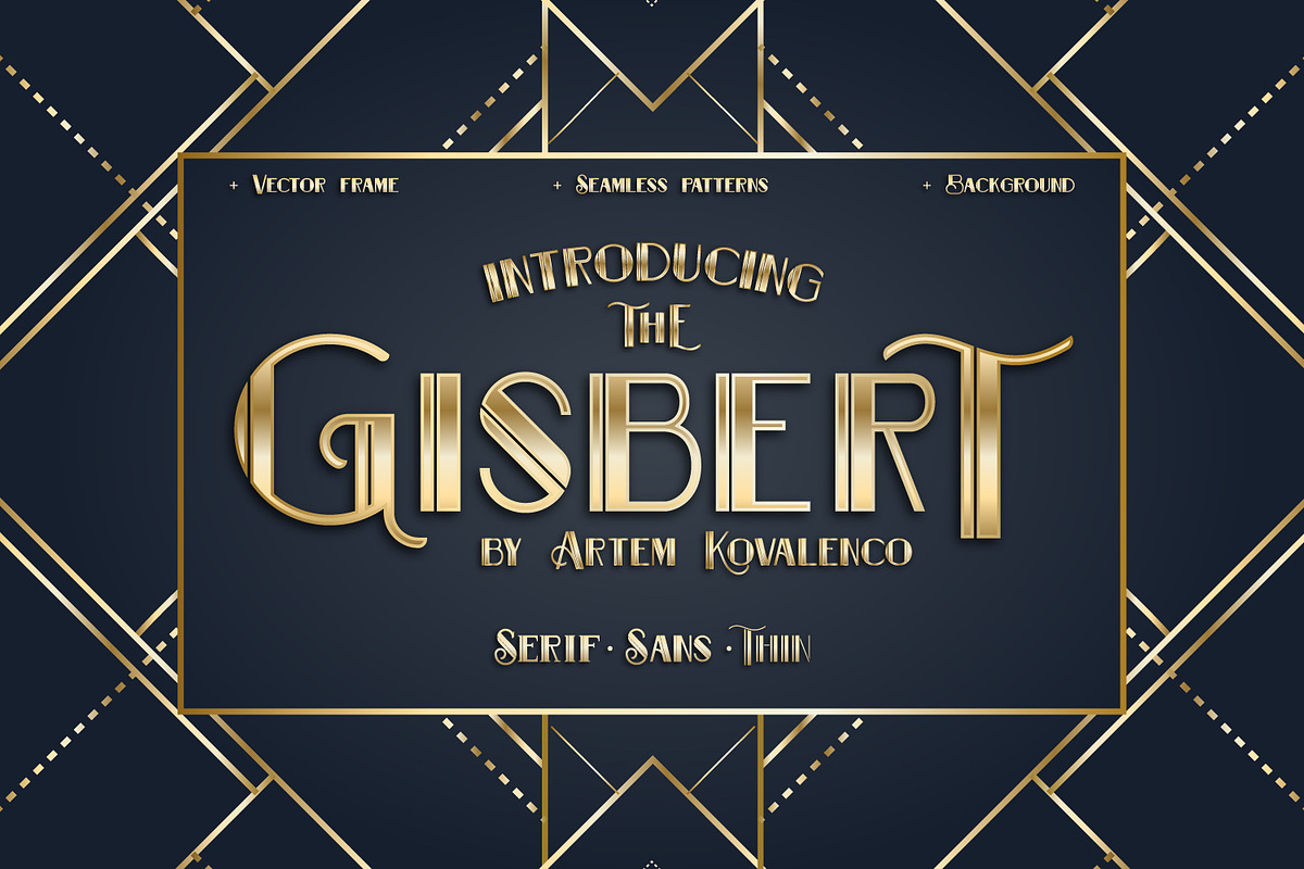 GISBERT font + vector background in Display Fonts - product preview 8