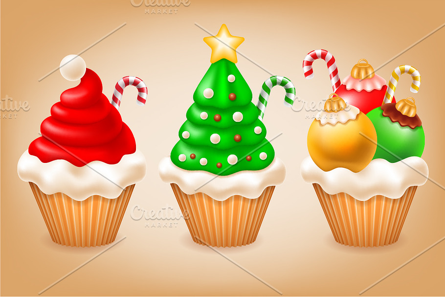 Christmas cupcakes in Objects - product preview 8