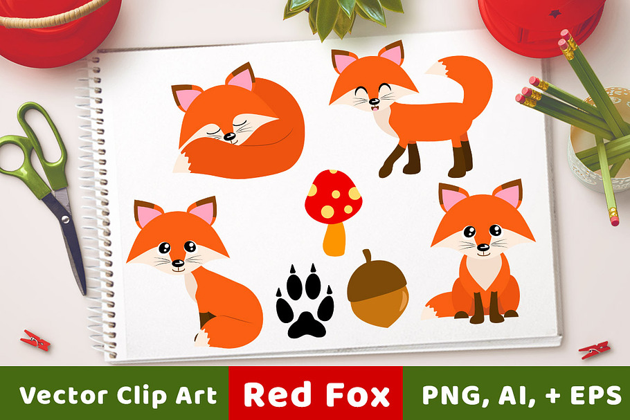 Red Foxes Clipart