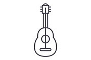 flamenco guitar vector line icon, sign, illustration on background, editable strokes