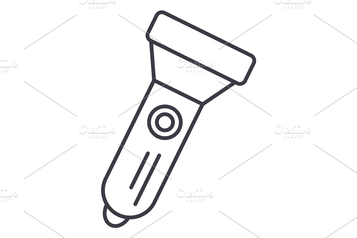 flashlight vector line icon, sign, illustration on background, editable strokes in Objects - product preview 8