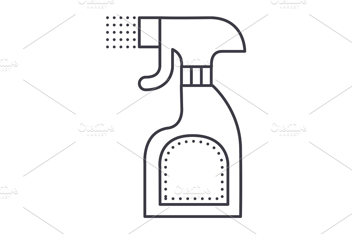 foggy spray bottle vector line icon, sign, illustration on background, editable strokes in Objects - product preview 8