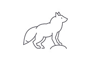 fox vector line icon, sign, illustration on background, editable strokes