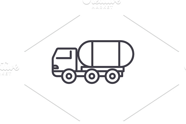 fuel truck vector line icon, sign, illustration on background, editable strokes