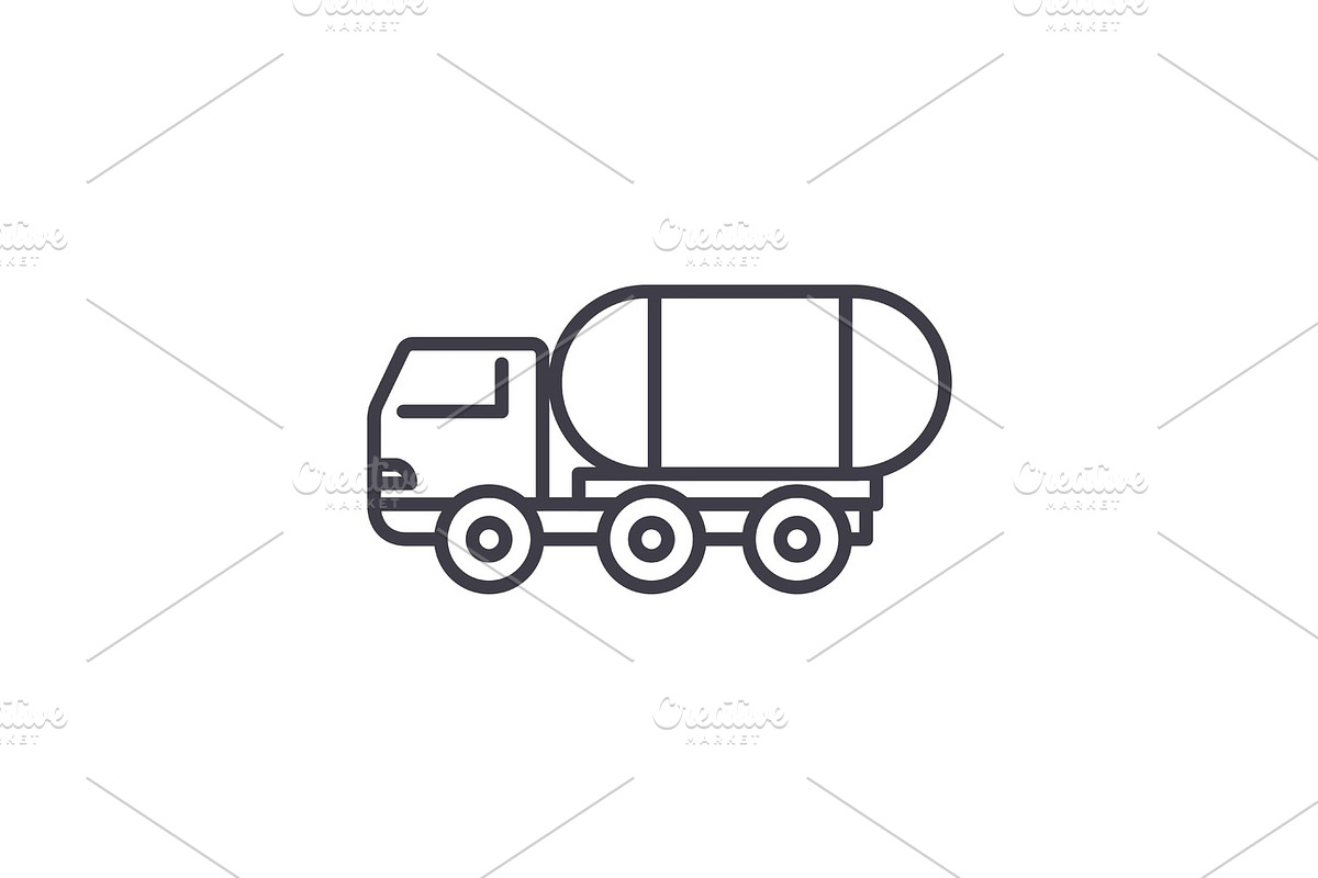 fuel truck vector line icon, sign, illustration on background, editable strokes in Illustrations - product preview 8