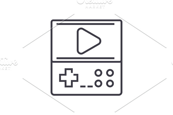 game console vector line icon, sign, illustration on background, editable strokes