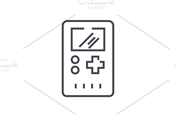 game console symbol vector line icon, sign, illustration on background, editable strokes
