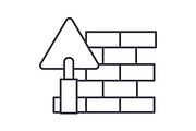 brick wall,diy vector line icon, sign, illustration on background, editable strokes