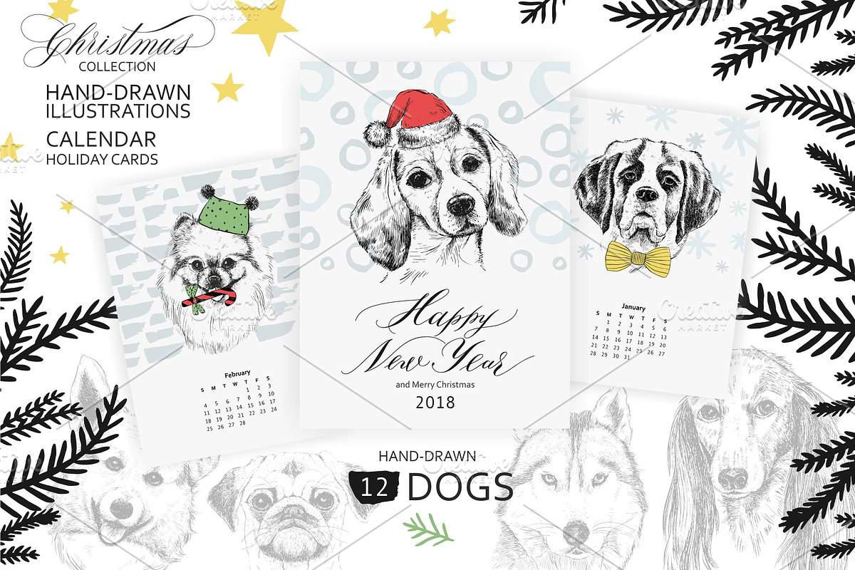 12 DOGS. Christmas Collection in Illustrations - product preview 8