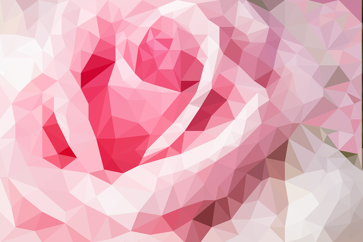 pastel rose flowers polygon in Illustrations - product preview 8