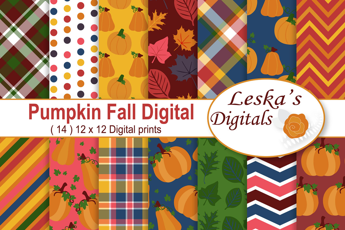 Fall Autumn Digital Papers  in Patterns - product preview 8