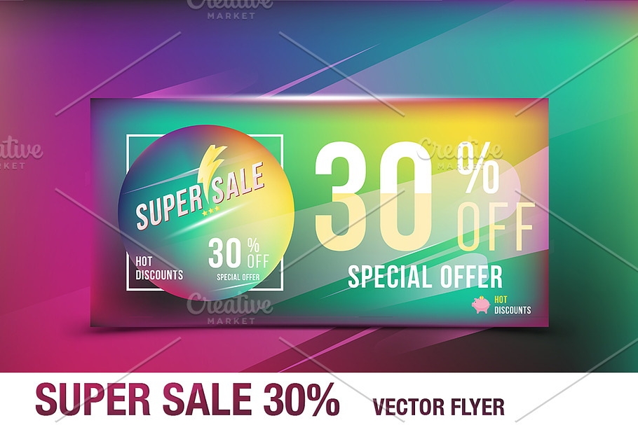 Super sale 30% offer. Flyer template