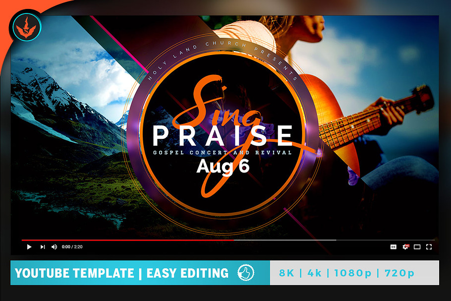Sing Praise Video Thumbnail Artwork in YouTube Templates - product preview 8