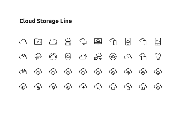 40 Cloud Storage Line Icon in Graphics - product preview 1