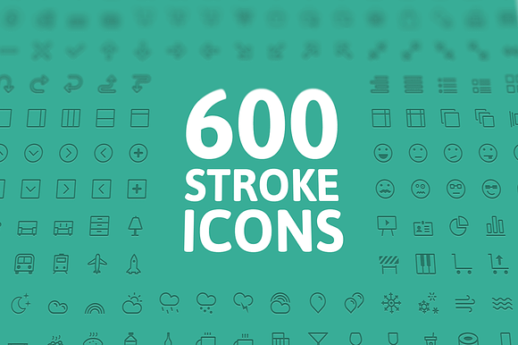 600 Stroke Vector Icons in Graphics - product preview 2