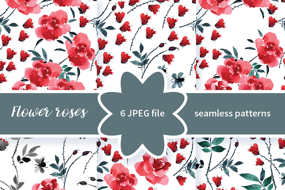 №258 Seamless patterns with roses in Patterns - product preview 8