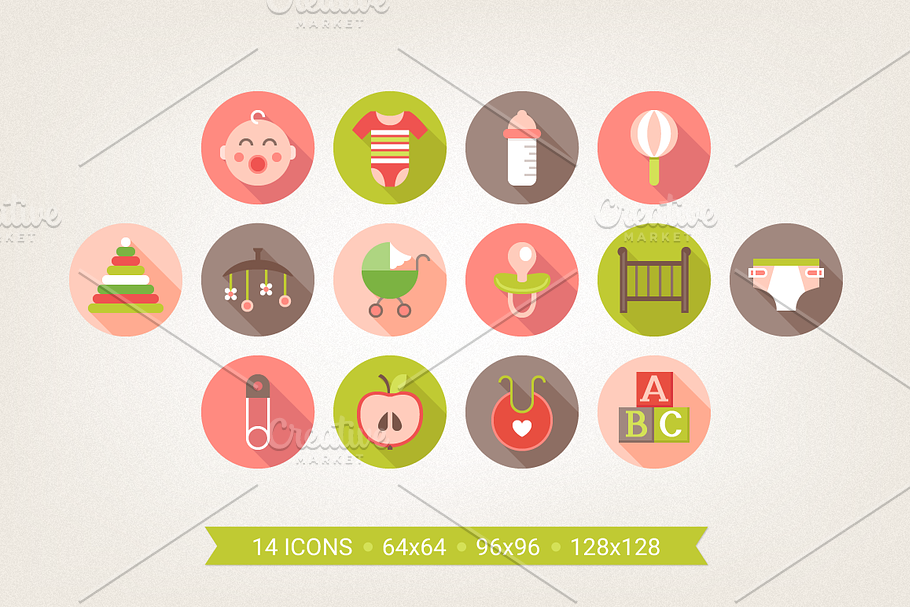 Round baby icons in Baby Icons - product preview 8